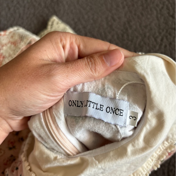 Only little once dress baby girl 3 cream orange floral classic flowy vintage - Picture 5 of 7